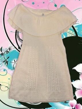 vtg y2k off shoulder babydoll sweater dress - much more, sz sm